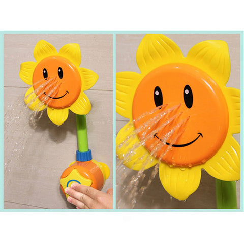 New Baby Bath Toy Children Pool Swimming Toys Sunflower Shower Faucet Shower 0-12 Months Bath Learning Toy Gift Yellow Green