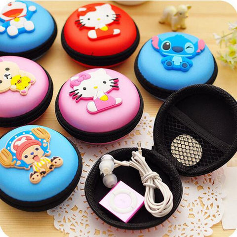 Women Kawaii Animals Cartoon Stitch Hello Kitty Silicone Coin Purse Key kids Girls Wallet Earphone Organizer Box Bags