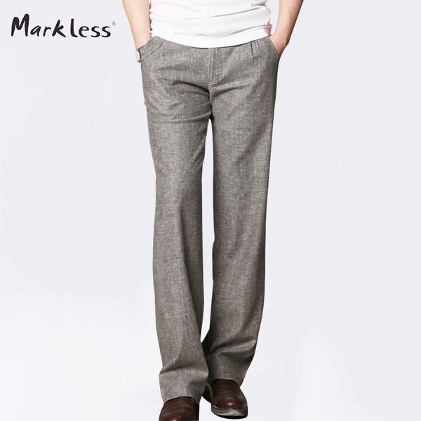 Markless Summer Thin Linen Men Pants Male Commercial Loose Casual Business Trousers Men's Clothing Straight Fluid Man Pants