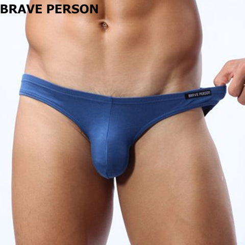 Mens Sexy Modal Underwear Brave Person Briefs Men Low Rise U convex Pouch Brief Underwear Men Stretch Breathable Briefs