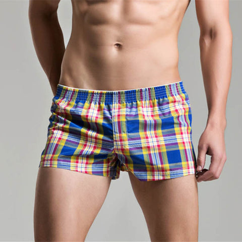 Men's Underwear Loose Leisure Shorts Cotton Comfortable Men Boxer Shorts Fashion Plaid Boxers Men Lounge Home Wear Underwears