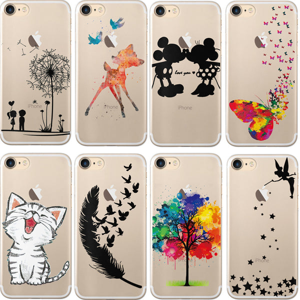 Cute Cat Mickey & Minnie Mouse Kiss For iphone 7 Case 4.7" Soft TPU Silicone Case for iPhone 7 Plus 7plus Case 5.5" Phone Cover