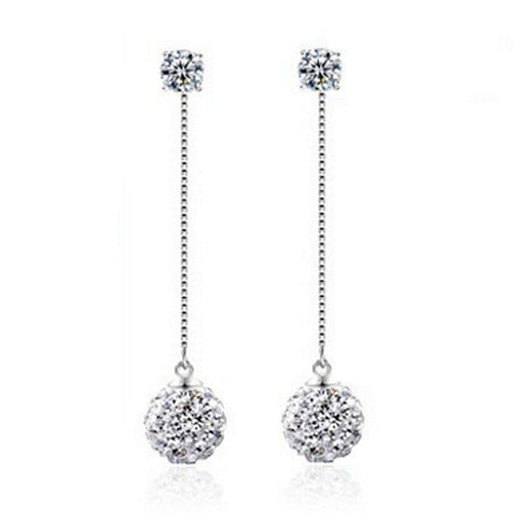 silver plated Super flash Shambhala Rhinestone tassel earrings long section of female fashion jewelry simple eardrop 65MM