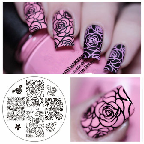 Rose Flower Nail Art Stamping Template Image Plate BORN PRETTY BP-73 Nail Stamping Plates Manicure Stencil Set
