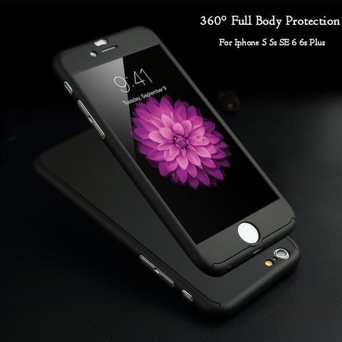 6 7 360 Case Full Body Coverage Coque Phone Cases for iPhone 5 5s SE 6 6s 7 Plus Hard PC Protective Cover Free Clear Screen Film