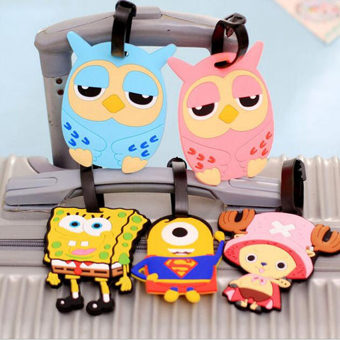 Travel Large Luggage Tag Cute Cartoon Silica Gel Superman SpongeBob  Suitcase Baggage Boarding Tags Portable Travel Label